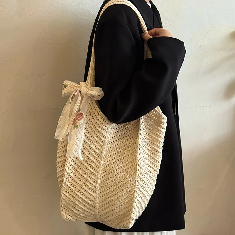 Полые сумки на плечо большой емкости с украшением из ленты, женские сумки, новые женские сумки для пляжного отдыха
Полые сумки на плечо большой емкости с украшением из ленты, женские сумки, новые женские сумки для пляжного отдыха