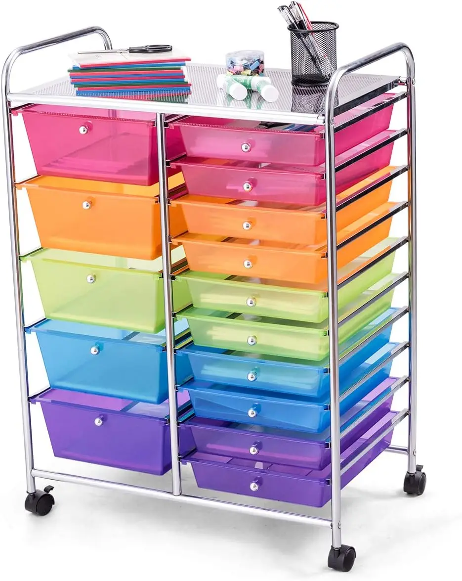 15-Drawer Rolling Storage Cart with Removable Drawers & Lockable Wheels, Craft Cart Organizer for Home Office Classroom, Rainbow
15-Drawer Rolling Storage Cart with Removable Drawers & Lockable Wheels, Craft Cart Organizer for Home Office Classroom, Rainbow