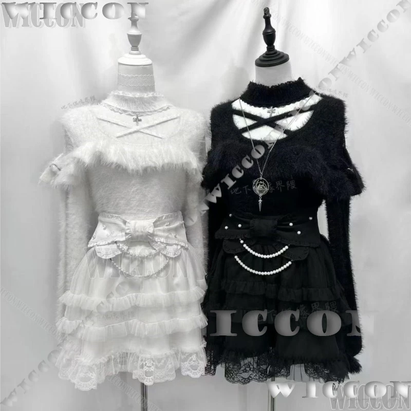 Jirai Kei Girl Cosplay Costume Underground Idol Outfit Strappy Sweater Cake Bow Gauzy Skirt Black White Dress Women Customized
Jirai Kei Girl Cosplay Costume Underground Idol Outfit Strappy Sweater Cake Bow Gauzy Skirt Black White Dress Women Customized