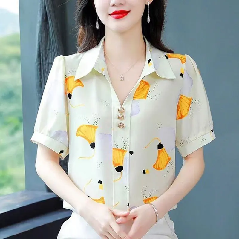 Elegant Fashion Harajuku Slim Fit Female Clothes Loose Casual All Match T-shirts Printed Button POLO Collar Short Sleeve Blusa
Elegant Fashion Harajuku Slim Fit Female Clothes Loose Casual All Match T-shirts Printed Button POLO Collar Short Sleeve Blusa