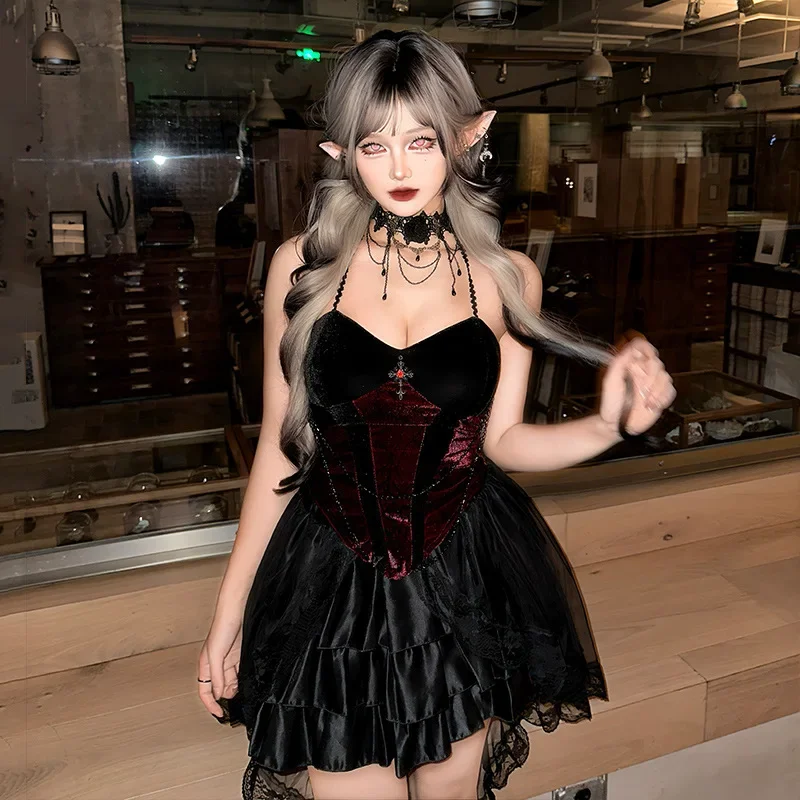 2025 Halloween Women's Dark Goth Sexy Hot Girl Pure Beauty Slim Vampire Black Dress Nightclub Cosplay Stage Performance Costume
2025 Halloween Women's Dark Goth Sexy Hot Girl Pure Beauty Slim Vampire Black Dress Nightclub Cosplay Stage Performance Costume