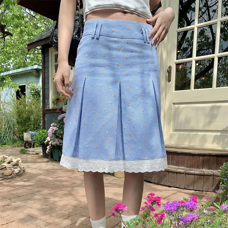 Sweet Plaid Fashion Pleated A-Line Skirts Summer Lace Spliced Women's Clothing Prairie Chic High Waist Fresh Printed Knee Skirts
Sweet Plaid Fashion Pleated A-Line Skirts Summer Lace Spliced Women's Clothing Prairie Chic High Waist Fresh Printed Knee Skirts