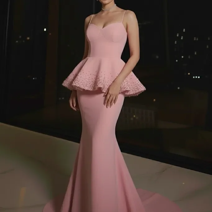 Elegant Pink Mermaid Prom Dress Spaghetti Straps Pleated Beadings Christmas Evening Birthday Formal Party Gowns Robe De Soriee
Elegant Pink Mermaid Prom Dress Spaghetti Straps Pleated Beadings Christmas Evening Birthday Formal Party Gowns Robe De Soriee