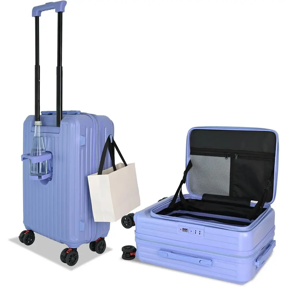 20 Inch Airline Approved Blue Carry On Luggage Expandable Suitcase YKK Zipper Top Open Spinner Wheels For Gift
20 Inch Airline Approved Blue Carry On Luggage Expandable Suitcase YKK Zipper Top Open Spinner Wheels For Gift