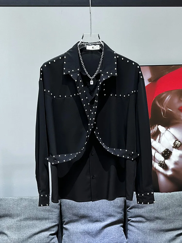 Мужская летняя рубашка с декоративными металлическими заклепками, новая, повседневная, универсальная, с длинным рукавом, молодежная, однотонная
Мужская летняя рубашка с декоративными металлическими заклепками, новая, повседневная, универсальная, с длинным рукавом, молодежная, однотонная