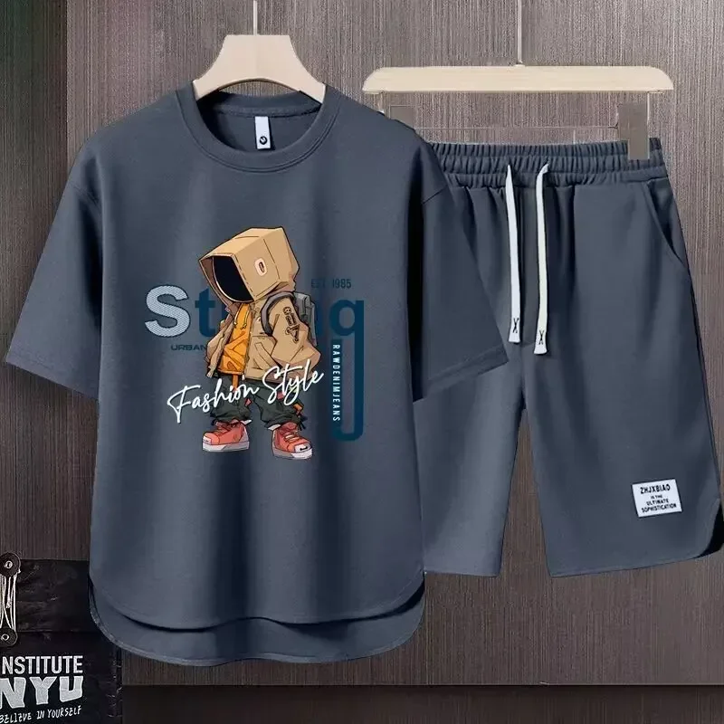 Summer Men's Khaki 2-Piece Set American Trend Cartoon Print T-Shirt Shorts Breathable Waffle Sports Top Men's Clothing
Summer Men's Khaki 2-Piece Set American Trend Cartoon Print T-Shirt Shorts Breathable Waffle Sports Top Men's Clothing
