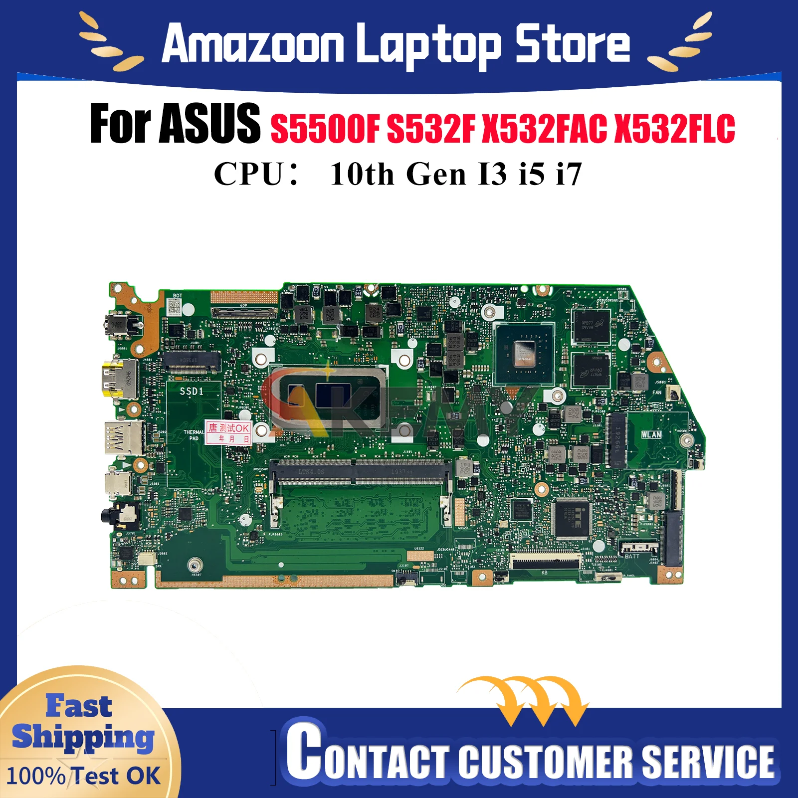 X532FL Laptop Motherboard For ASUS K532F K531F S5500F X532F X532FAC X532FLC S532F V531F V532F S531F Mainboard 10th Gen I3 i5 i7
X532FL Laptop Motherboard For ASUS K532F K531F S5500F X532F X532FAC X532FLC S532F V531F V532F S531F Mainboard 10th Gen I3 i5 i7