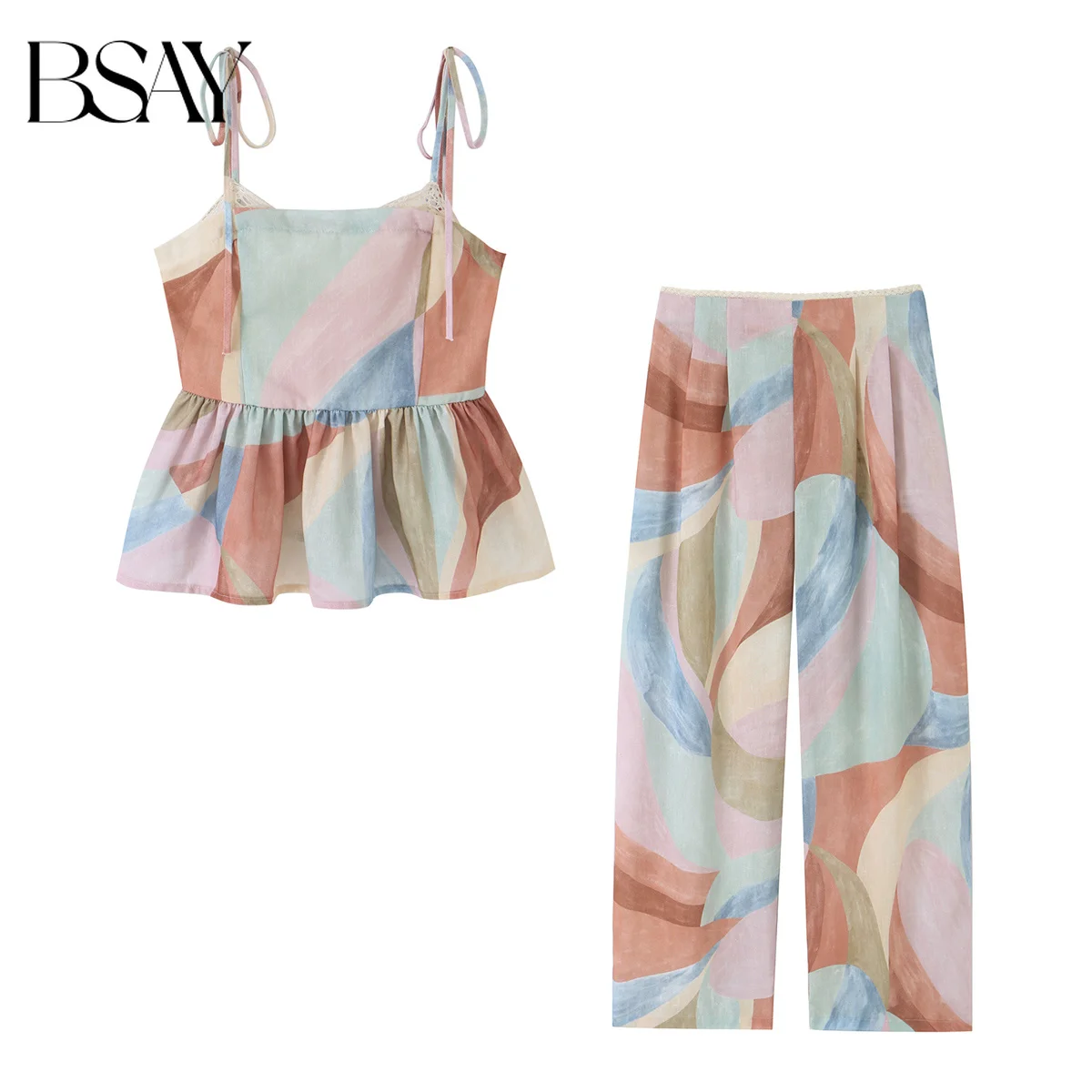 BSAY 2026 Elegant Watercolor Print Two Piece Pants Set Women's Tie Shoulder Cami Top + Wide Leg Trousers Vacation Beach Outfit
BSAY 2026 Elegant Watercolor Print Two Piece Pants Set Women's Tie Shoulder Cami Top + Wide Leg Trousers Vacation Beach Outfit