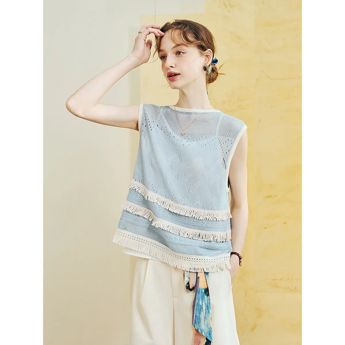 Summer Chic Tassel-Knit Top | Sleeveless Openwork Design for Effortless Women's Style
Summer Chic Tassel-Knit Top | Sleeveless Openwork Design for Effortless Women's Style