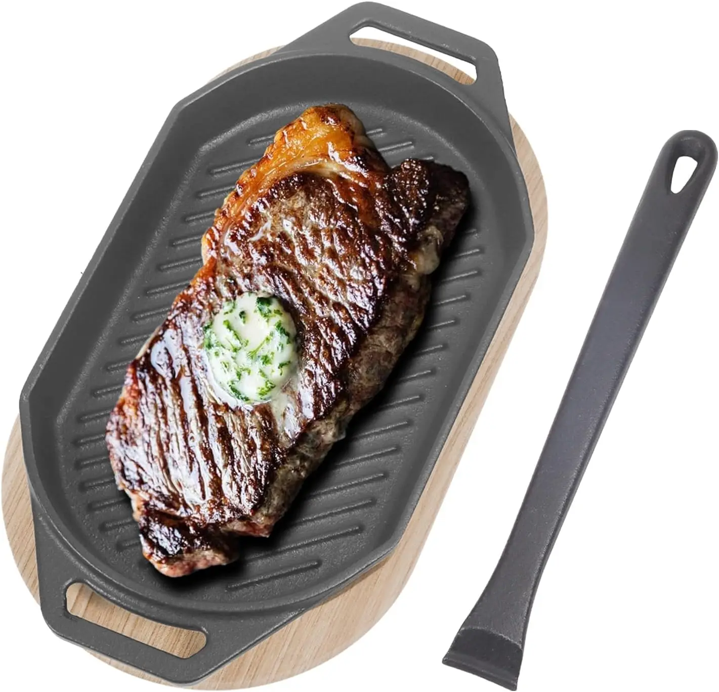 Sizzling Plate with Wooden Base for Pizza Oven and BBQ Accessories, Grizzler Pans for Outdoor BBQ Camping, 12 Inch Cast
Sizzling Plate with Wooden Base for Pizza Oven and BBQ Accessories, Grizzler Pans for Outdoor BBQ Camping, 12 Inch Cast