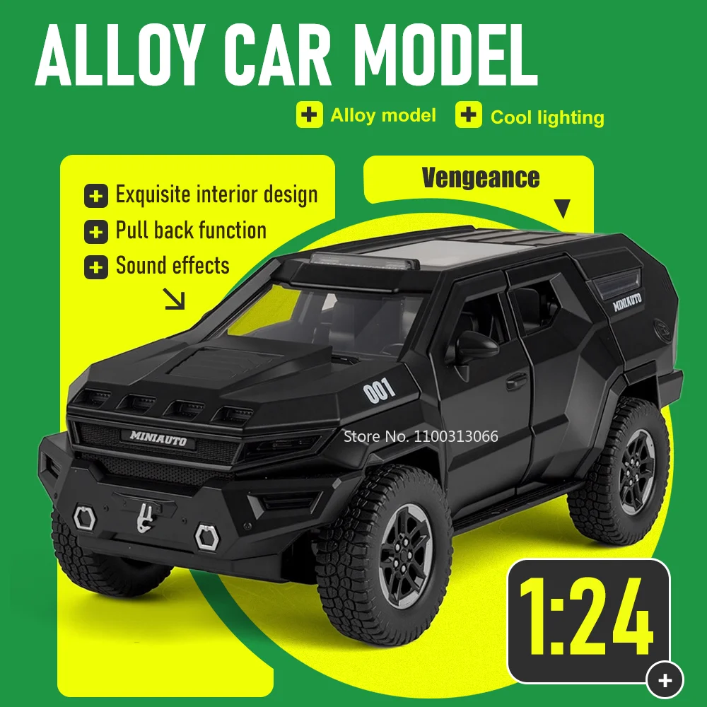 1:24 Vengeance Prado Off-road Vehicle Model Alloy Miniature Car Diecast Toy Sound Light Pull Back Doors Opened Vehices Kid Gifts
1:24 Vengeance Prado Off-road Vehicle Model Alloy Miniature Car Diecast Toy Sound Light Pull Back Doors Opened Vehices Kid Gifts