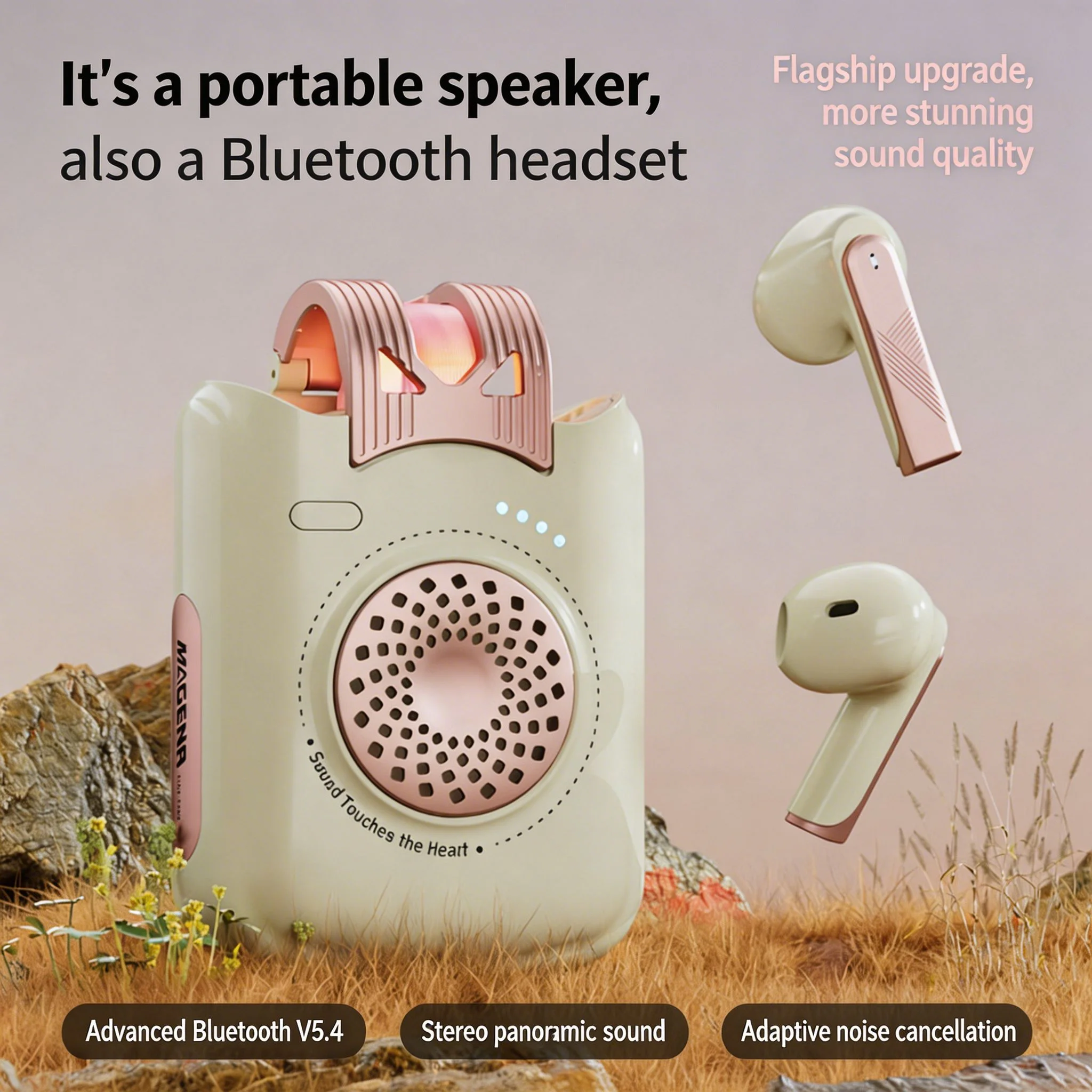 Наушники и колонки Bluetooth 2-в-1, Bluetooth 5.4, полувнутриканальные наушники с сенсорным управлением, длительное время автономной работы, гарнитура
Наушники и колонки Bluetooth 2-в-1, Bluetooth 5.4, полувнутриканальные наушники с сенсорным управлением, длительное время автономной работы, гарнитура