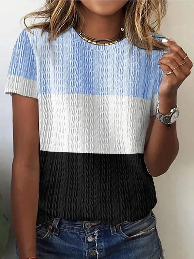 2024 Digital Printing Summer Women's Top Fashion Casual Large Women's Loose Short sleeved Round Neck Color Block T-shirt ME15
2024 Digital Printing Summer Women's Top Fashion Casual Large Women's Loose Short sleeved Round Neck Color Block T-shirt ME15