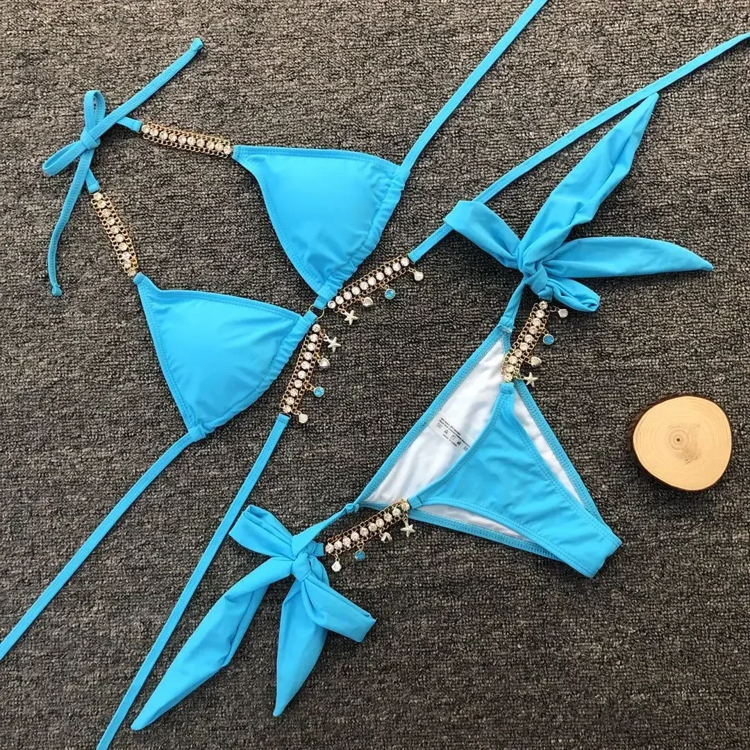 Rhinestone Bikini 2022 Women Solid Black Crystal Diamond Swimsuit Lady Luxury Metal Chain Bandage Bathing Suit Thong Swimwear
Rhinestone Bikini 2022 Women Solid Black Crystal Diamond Swimsuit Lady Luxury Metal Chain Bandage Bathing Suit Thong Swimwear
