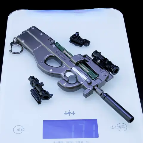 24cm P90 Project Submachine Gun Metal Miniatures PUBG Game Peripheral War Doll Equipment