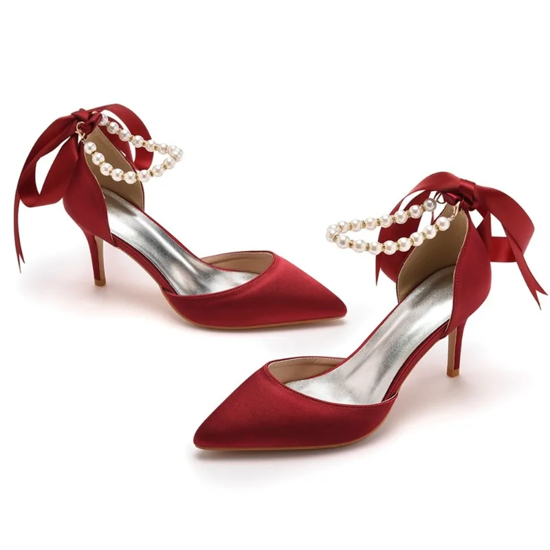 7cm Slim Heeled Plus Size Sandals for Parties Women's Shoes with Ribbons Beaded High-heeled Sandals Satin Dress Long Skirt Shoes
7cm Slim Heeled Plus Size Sandals for Parties Women's Shoes with Ribbons Beaded High-heeled Sandals Satin Dress Long Skirt Shoes