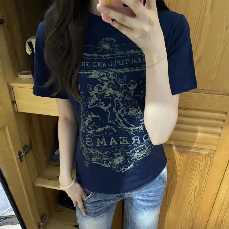 Simple American Fashion O Neck Short Sleeve T Shirts Vintage Letter Print Summer Al Match Grunge Women Clothes Y2k 2000s Tops
Simple American Fashion O Neck Short Sleeve T Shirts Vintage Letter Print Summer Al Match Grunge Women Clothes Y2k 2000s Tops