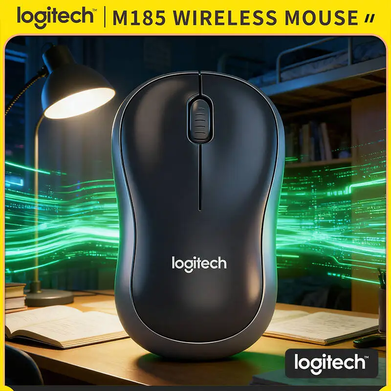 Logitech M185 Wireless Mouse Nano Receiver 3 Buttons Smooth Navigation 12-Month Battery Energy-Saving Multiple