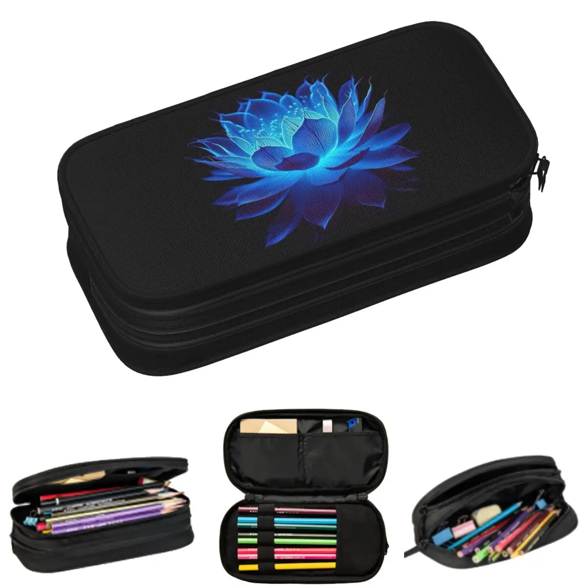 One Fluorescent Blue Lotus Themed Pencil Cases for Student School Pen Box Pencil Bag Large Storage Pencil Pouch
One Fluorescent Blue Lotus Themed Pencil Cases for Student School Pen Box Pencil Bag Large Storage Pencil Pouch