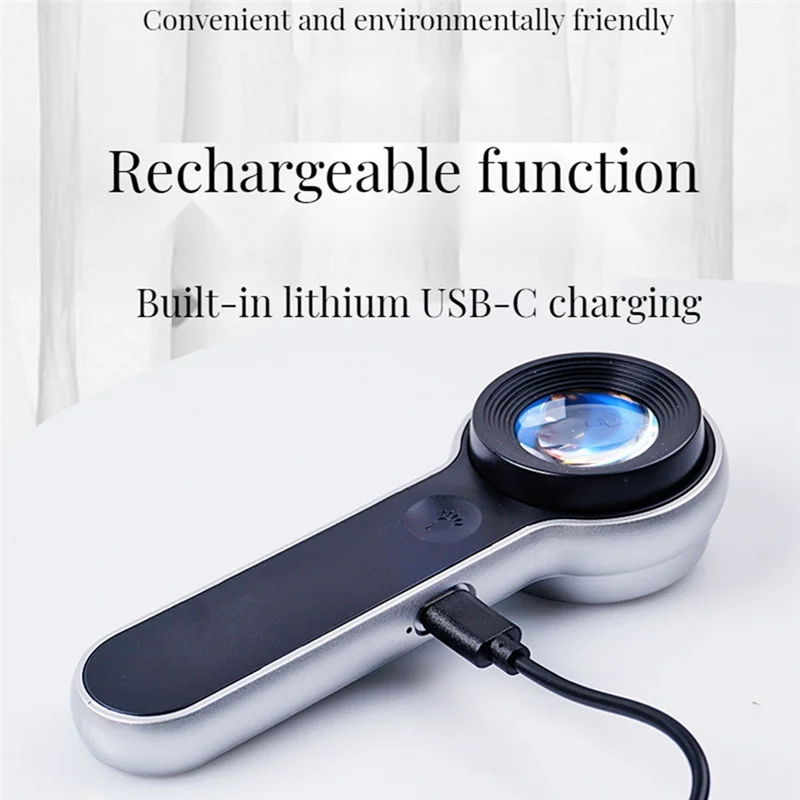 White And Purple Magnifying Glass Portable USB Charging For Jewelry Reading +LED Light 
White And Purple Magnifying Glass Portable USB Charging For Jewelry Reading +LED Light