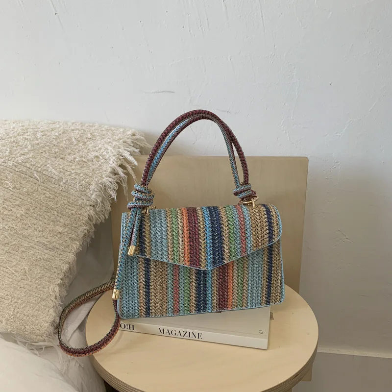 Colorful Grass Woven Bag Summer New Collection Forest Woven Bag Niche Striped Plaid Single Shoulder Crossbody Small Square Bag
Colorful Grass Woven Bag Summer New Collection Forest Woven Bag Niche Striped Plaid Single Shoulder Crossbody Small Square Bag