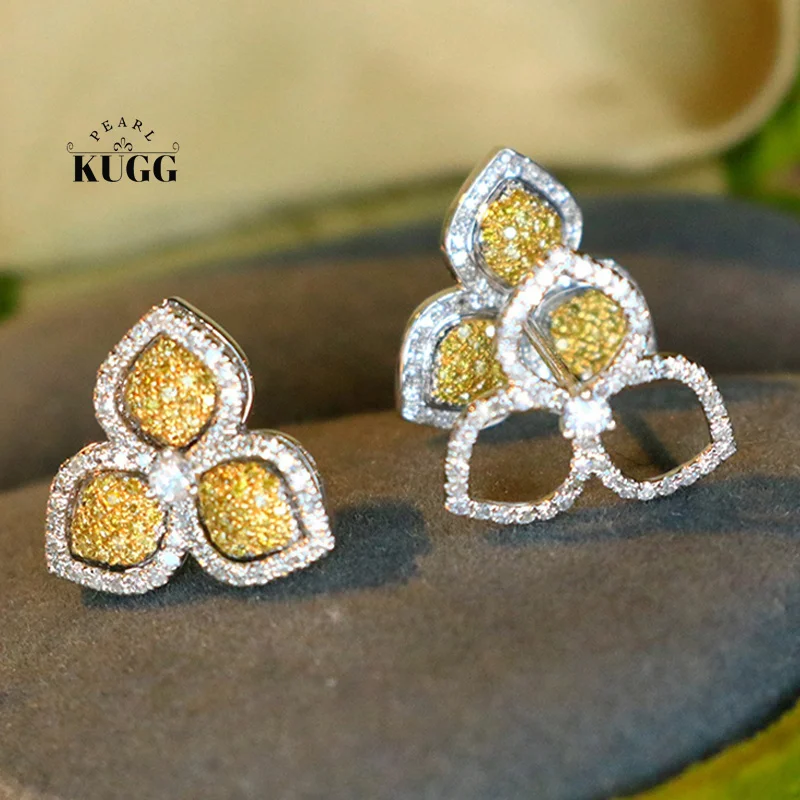 KUGG 100% 18K White Gold Earrings Women Real Natural Yellow Diamond Stud Earrings Fashion Elegant Design High Wedding Jewelry
KUGG 100% 18K White Gold Earrings Women Real Natural Yellow Diamond Stud Earrings Fashion Elegant Design High Wedding Jewelry