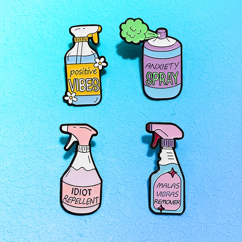 Funny Spray Pins 4-design Cartoon Enamel "Positive Vibes" Bottle Brooch Pin On Clothes Backpack Lapel Badge Friends Gifts
Funny Spray Pins 4-design Cartoon Enamel "Positive Vibes" Bottle Brooch Pin On Clothes Backpack Lapel Badge Friends Gifts