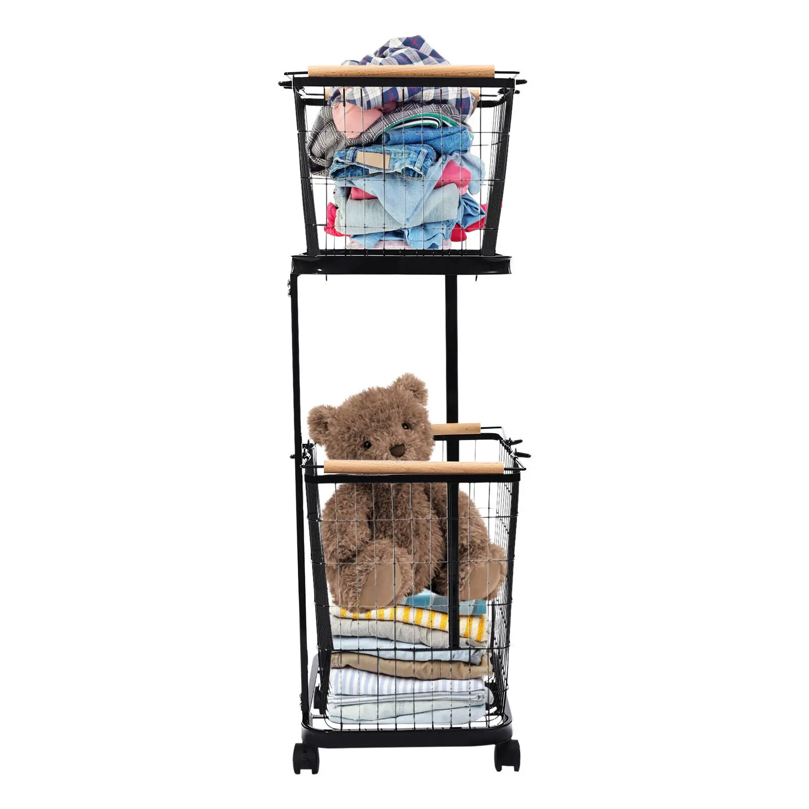 2-Tier Metal Laundry Basket with Wheels, 88lb Capacity Rolling Hamper with Removable Baskets, Mobile Storage Cart for Home
2-Tier Metal Laundry Basket with Wheels, 88lb Capacity Rolling Hamper with Removable Baskets, Mobile Storage Cart for Home
