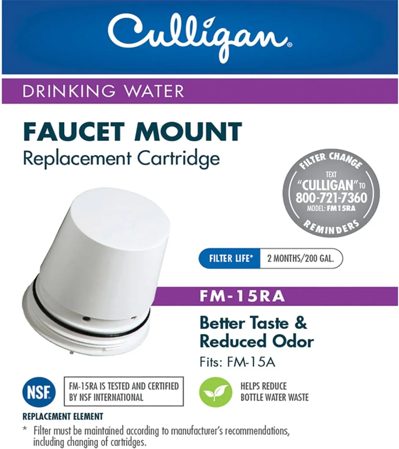 Replacement Filter Cartridge for Faucet Mount Water Filter System, Reduces Lead, Chlorine & Odor, 200 Gallons
Replacement Filter Cartridge for Faucet Mount Water Filter System, Reduces Lead, Chlorine & Odor, 200 Gallons