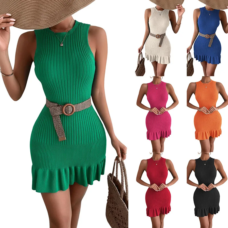 Spring Summer 2024 Women's Cross-Border Knit Dress Sleeveless Pure Color Stripe Splicing Bodycon Dress Casual round Neck
Spring Summer 2024 Women's Cross-Border Knit Dress Sleeveless Pure Color Stripe Splicing Bodycon Dress Casual round Neck