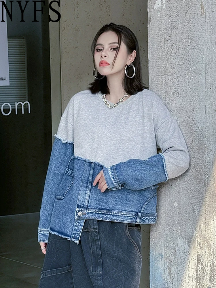 NYFS American Vintage Denim Splicing Women Tops Loose Plus Size Casual Blusas Camisa Mujer
NYFS American Vintage Denim Splicing Women Tops Loose Plus Size Casual Blusas Camisa Mujer