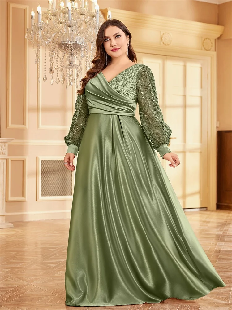 XUIBOL Plus Size Luxury Blue V-Neck Sequin Evening Dress Elegant Women Party Maxi Dress Long Sleeve Cocktail Dress Prom Gown
XUIBOL Plus Size Luxury Blue V-Neck Sequin Evening Dress Elegant Women Party Maxi Dress Long Sleeve Cocktail Dress Prom Gown