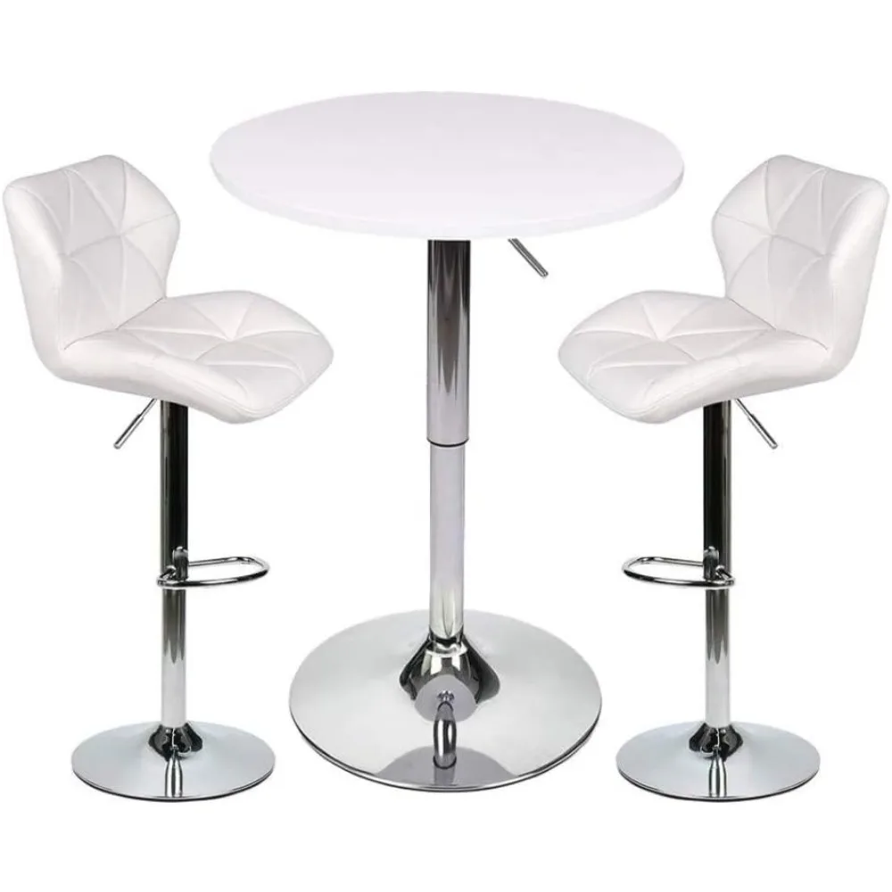 Bar Table and Chairs Set of 3 White Heigh Adjustable Round Pub Desk and 2 Swivel White Counter Height Barstools for Dining Room
Bar Table and Chairs Set of 3 White Heigh Adjustable Round Pub Desk and 2 Swivel White Counter Height Barstools for Dining Room