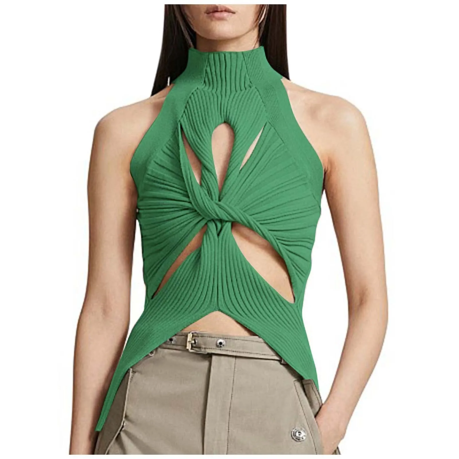 Summer Sexy Hollow Out Vest Crop Top For Women Halter Neck Sleeveless Solid Dew Shoulder Top Ladies Knitting Backless Beach Tee
Summer Sexy Hollow Out Vest Crop Top For Women Halter Neck Sleeveless Solid Dew Shoulder Top Ladies Knitting Backless Beach Tee