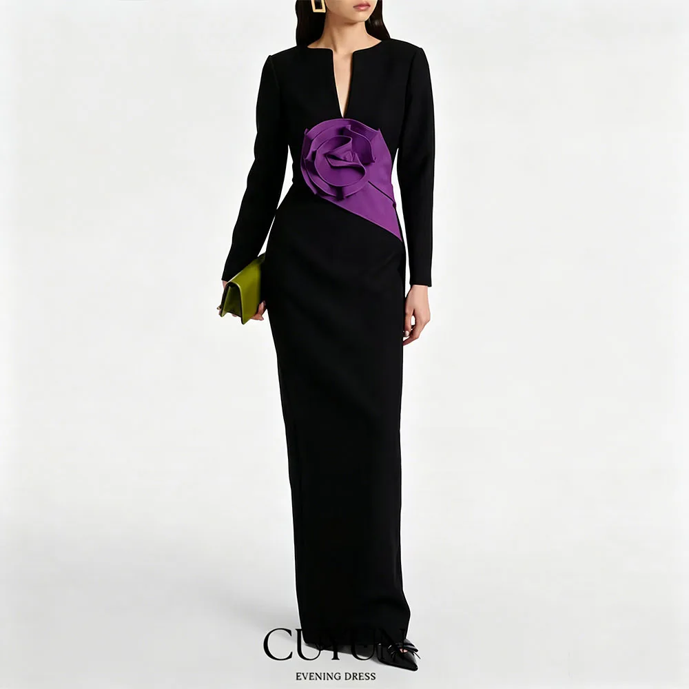 CUYUN Customized Formal Evening Gown 3D Flowers Straight Long Sleeves Back Slit Formal Dinner Party Gown Wedding Guest Dress
CUYUN Customized Formal Evening Gown 3D Flowers Straight Long Sleeves Back Slit Formal Dinner Party Gown Wedding Guest Dress