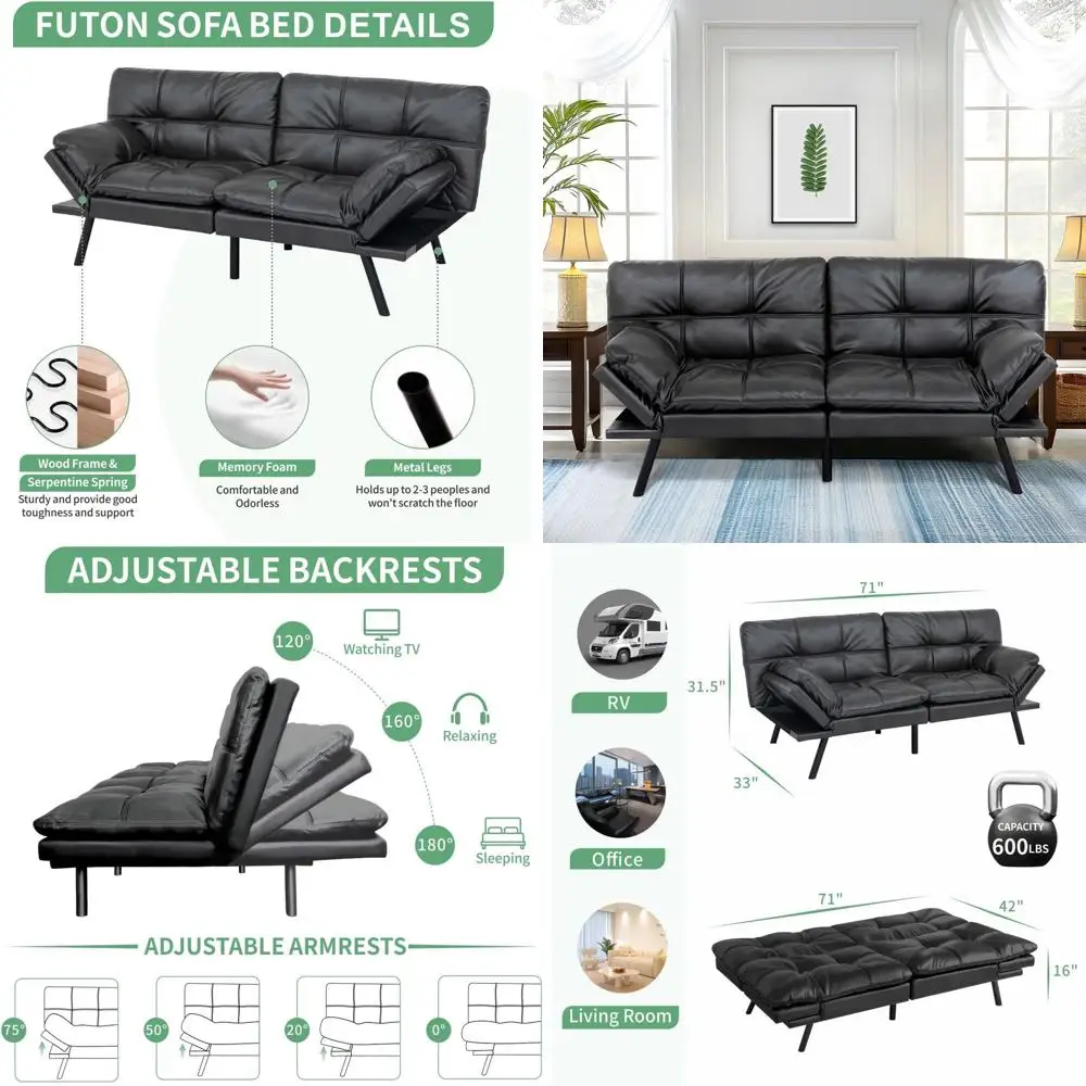 Memory Foam Filled Convertible Sofa Bed, Adjustable Loveseat with Backrest & Armrest, Ideal for Living Rooms, Game Rooms, Dorms,
Memory Foam Filled Convertible Sofa Bed, Adjustable Loveseat with Backrest & Armrest, Ideal for Living Rooms, Game Rooms, Dorms,
