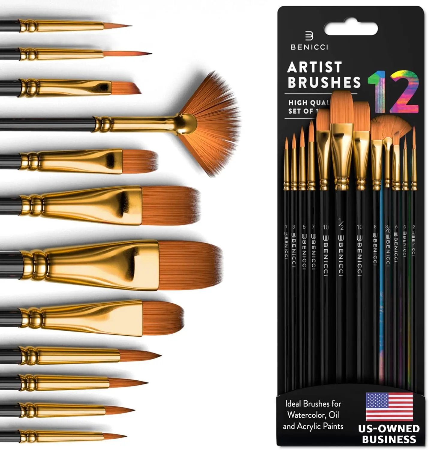 12-Piece Artist Paint Brush Set - Professional Acrylic, Watercolor & Oil Painting Kit for Adults & Kids
12-Piece Artist Paint Brush Set - Professional Acrylic, Watercolor & Oil Painting Kit for Adults & Kids