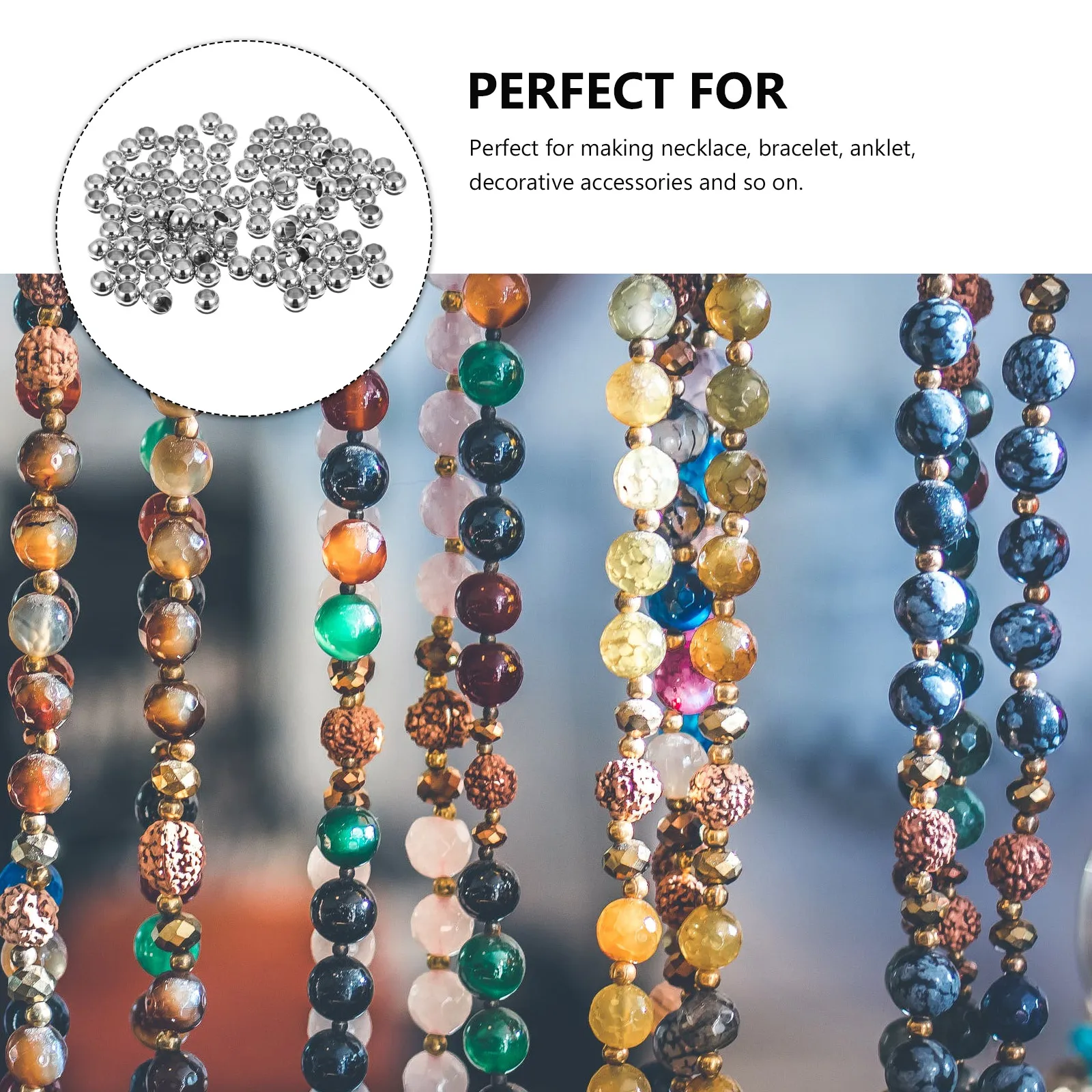 100pcs Stainless Steel Beads Round Hole Necklace Jewelry Accessories DIY Crafts Making Bracelets Anklet Decorative
100pcs Stainless Steel Beads Round Hole Necklace Jewelry Accessories DIY Crafts Making Bracelets Anklet Decorative