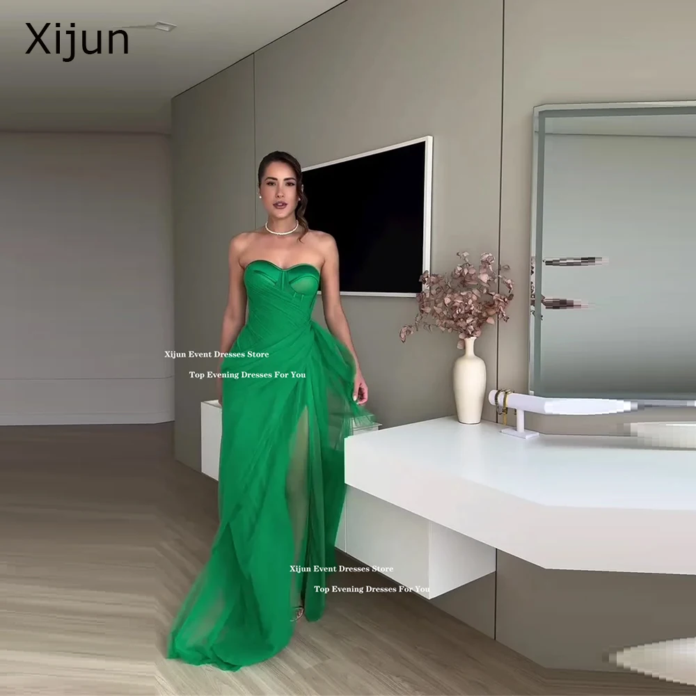 Xijun Green Tulle Evening Dresses Sweetheart Side Slit Prom Dresses Floor Length Formal Occasion Prom Gowns Vestidos Customized
Xijun Green Tulle Evening Dresses Sweetheart Side Slit Prom Dresses Floor Length Formal Occasion Prom Gowns Vestidos Customized