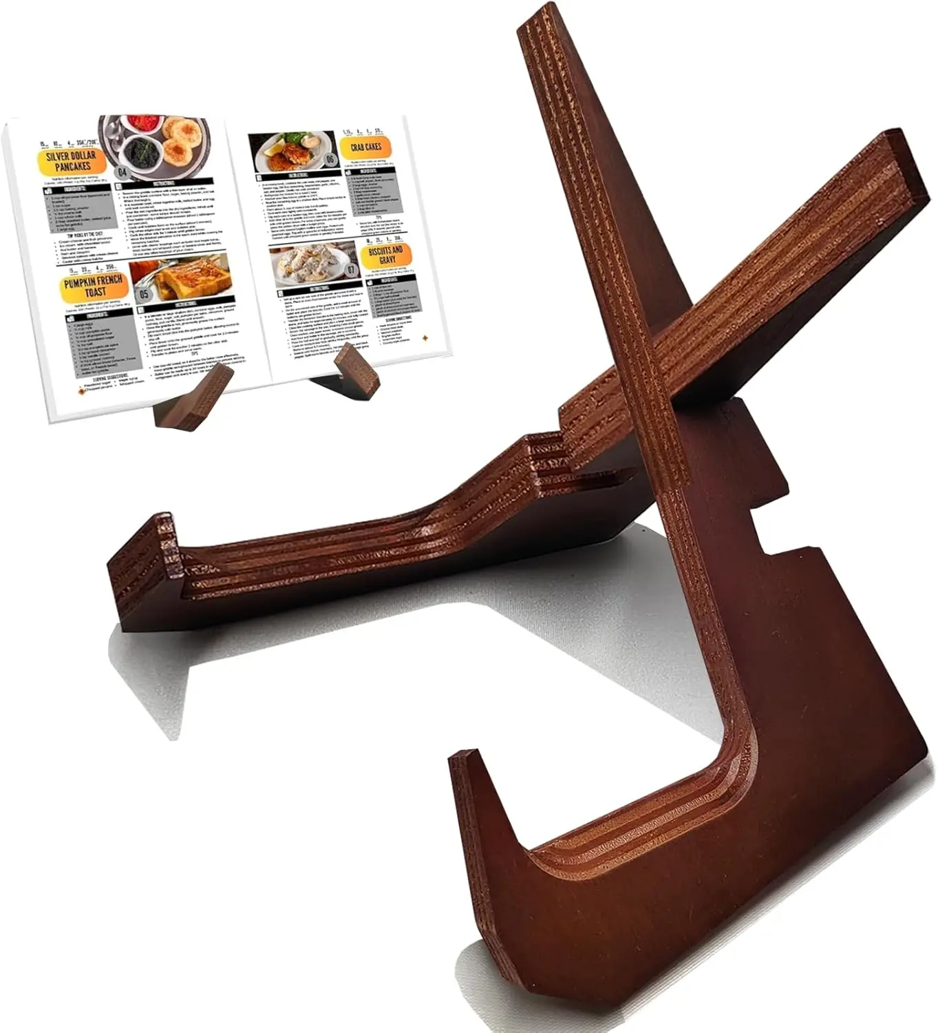 Rustic Wooden Cookbook Stand Holds 600 Pages, Adjustable & Detachable for Kitchen Counter, Displays Recipes & Tablets
Rustic Wooden Cookbook Stand Holds 600 Pages, Adjustable & Detachable for Kitchen Counter, Displays Recipes & Tablets