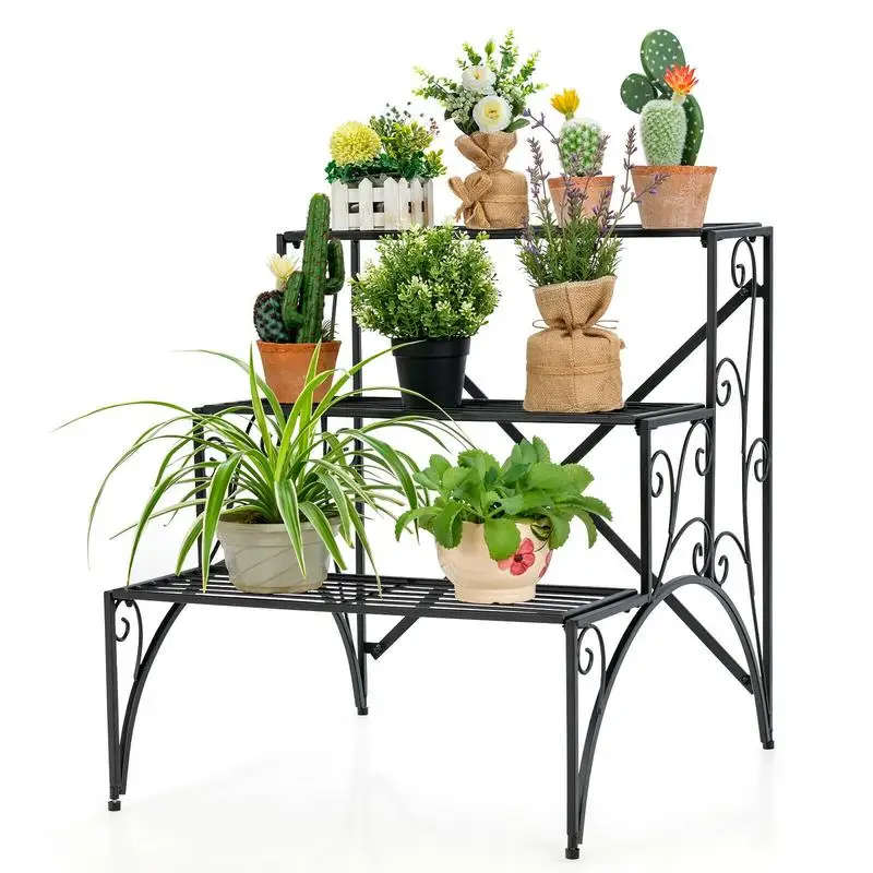 3 Tier Stair Style Metal Plant Stand Garden Shelf Flower Pot Display Rack-Black
3 Tier Stair Style Metal Plant Stand Garden Shelf Flower Pot Display Rack-Black
