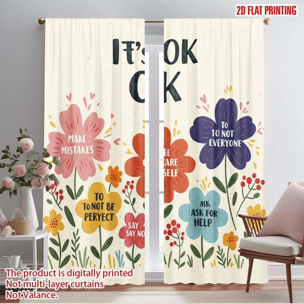 2pcs 2D flat printing Curtain It's OK Flowers Positive 100% Polyester Fabric Without Electricity Party Decorations for Indoor
2pcs 2D flat printing Curtain It's OK Flowers Positive 100% Polyester Fabric Without Electricity Party Decorations for Indoor