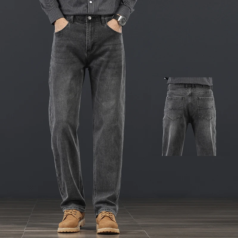 Осень 2024, свободные прямые мужские джинсы, толстые, черные, серые, классические деловые повседневные брюки, джинсовые брюки с высокой талией, брендовая одежда
Осень 2024, свободные прямые мужские джинсы, толстые, черные, серые, классические деловые повседневные брюки, джинсовые брюки с высокой талией, брендовая одежда