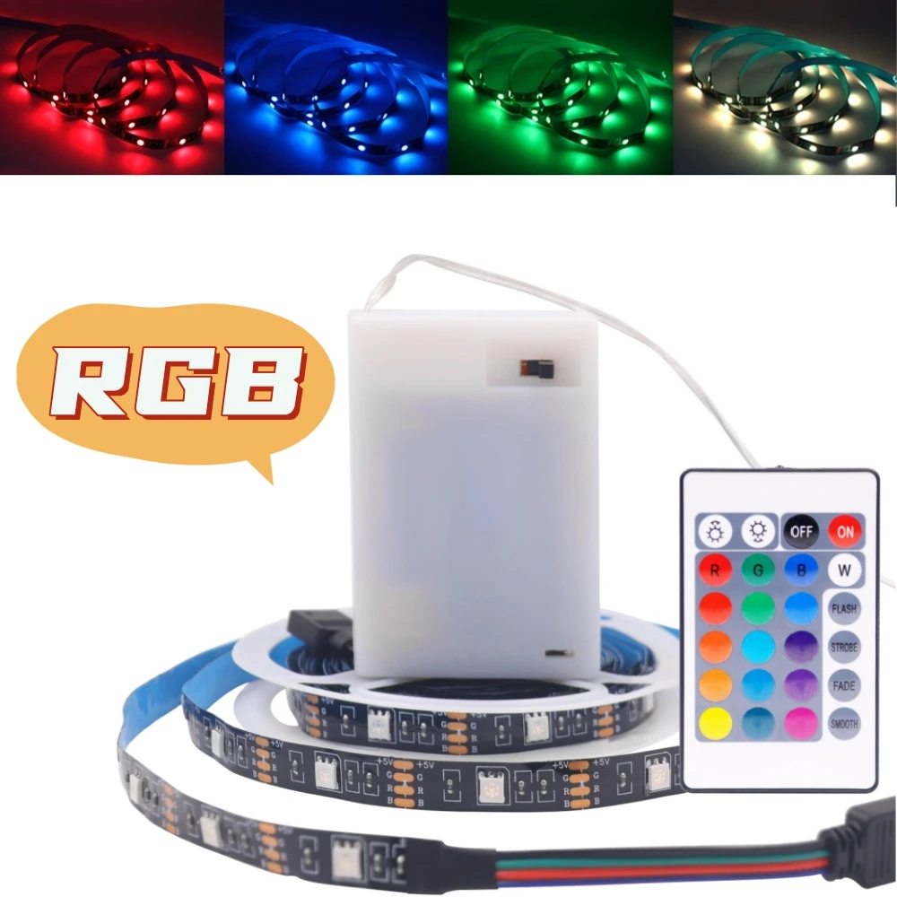 5V 5050 RGB LED Strip Light with 24Key Control Remote 3AA Battery Powered IP21/IP65 Ribbon Adhesive Tape Lighting
5V 5050 RGB LED Strip Light with 24Key Control Remote 3AA Battery Powered IP21/IP65 Ribbon Adhesive Tape Lighting