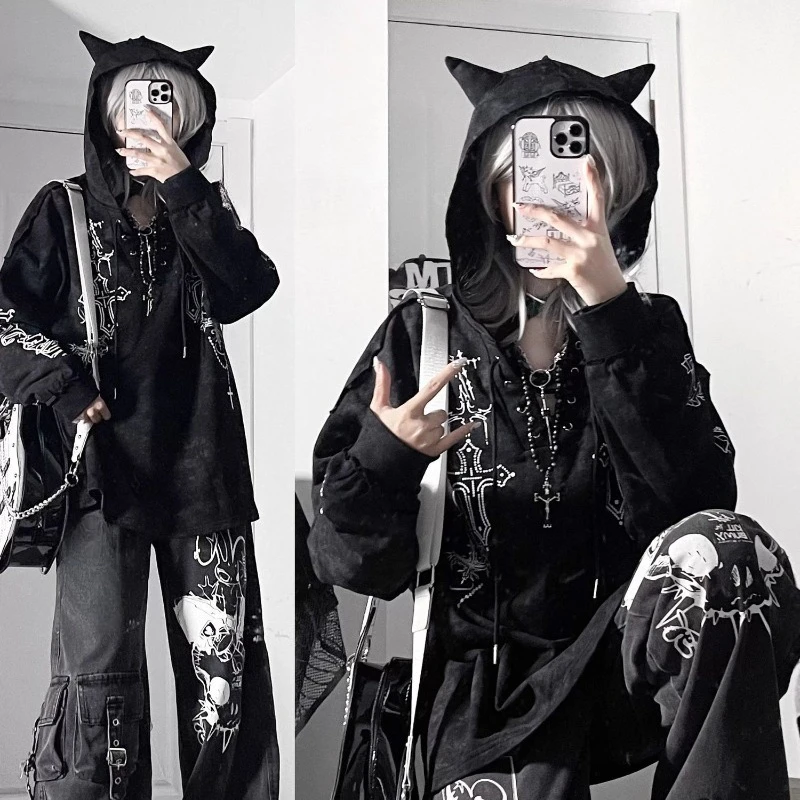 Kimotimo Dark Cross Tie Dye Print Bandage Hooded Sweatshirt Women 2026 New Loose Long Sleeve Jacket Vintage Gothic Harajuku Tops
Kimotimo Dark Cross Tie Dye Print Bandage Hooded Sweatshirt Women 2026 New Loose Long Sleeve Jacket Vintage Gothic Harajuku Tops