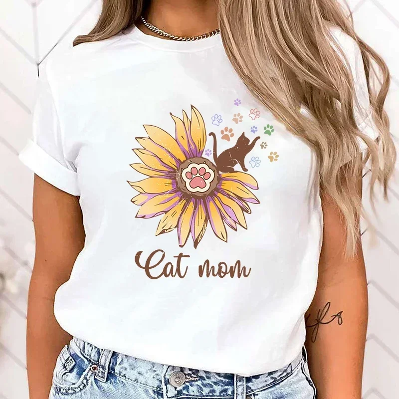 2024 High Quality Clothes New Cat Mom Sunflower Letter Print Clothes Women Summer Short Sleeve Fashion Summer Casual T-Shirt To
2024 High Quality Clothes New Cat Mom Sunflower Letter Print Clothes Women Summer Short Sleeve Fashion Summer Casual T-Shirt To