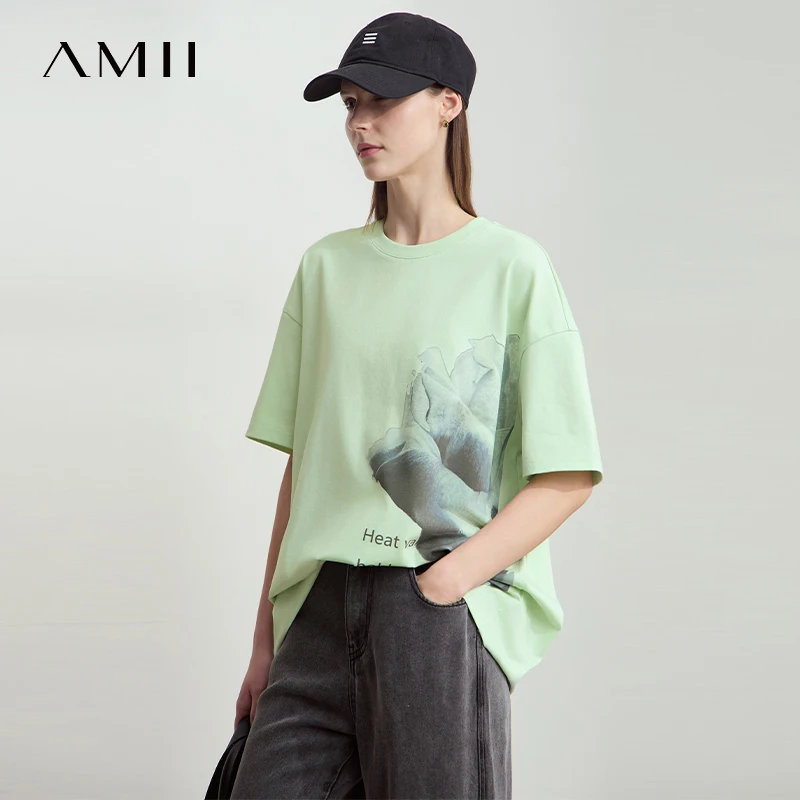 AMII Summer Print T-shirt Women 2025 Casual Short Sleeve Round Neck Shirts Woman New Fashion Drop Shoulder Loose Top 12522006
AMII Summer Print T-shirt Women 2025 Casual Short Sleeve Round Neck Shirts Woman New Fashion Drop Shoulder Loose Top 12522006