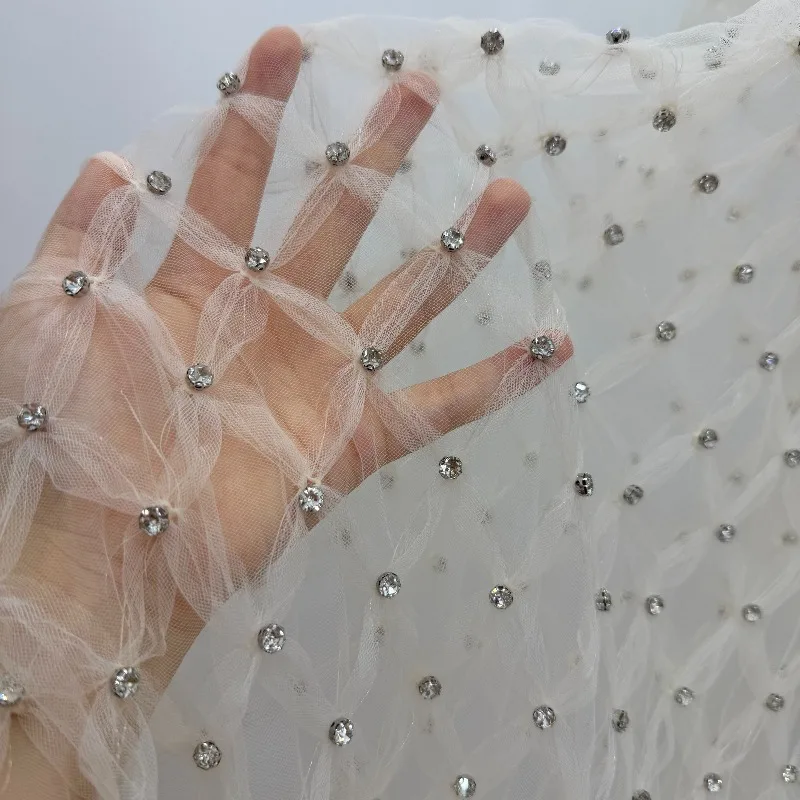 Drape Rhinestone Beading Mesh Soft Fabric for Wedding Dress Veil Design Clothing Cloth Diy By The Meter Sewing Material
Drape Rhinestone Beading Mesh Soft Fabric for Wedding Dress Veil Design Clothing Cloth Diy By The Meter Sewing Material