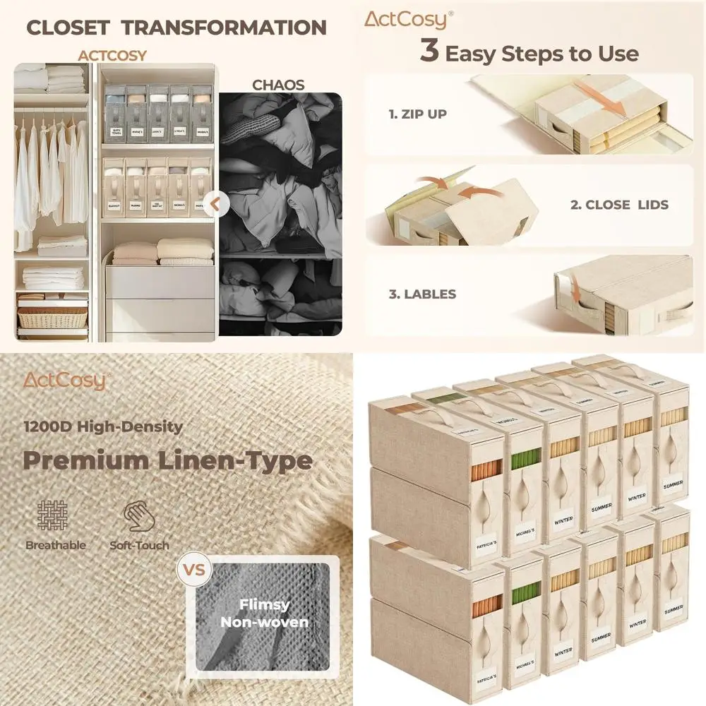 Foldable Organizer with Handles for King/Queen Sheets - Clear View & Labels, Dustproof Beige Storage
Foldable Organizer with Handles for King/Queen Sheets - Clear View & Labels, Dustproof Beige Storage