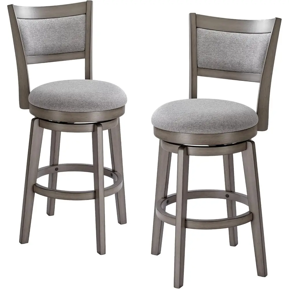 Set of 2, 26 High Back Counter Stools with Solid Wood Legs and Wrap-Around Footrest, Grey
Set of 2, 26 High Back Counter Stools with Solid Wood Legs and Wrap-Around Footrest, Grey
